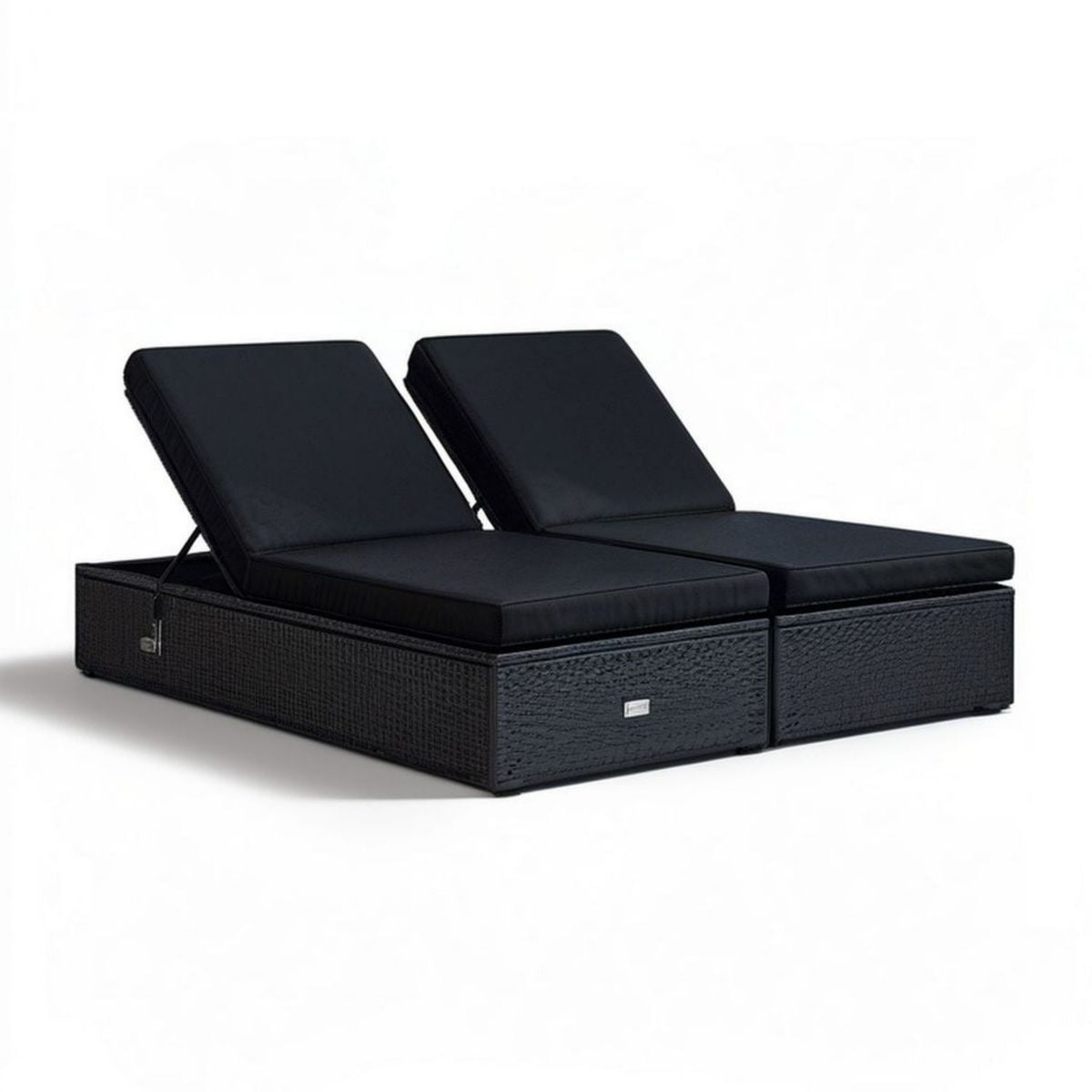 2er-Set verstellbare Gartenliegen 200 x 70 cm mit Polstern, Schwarz