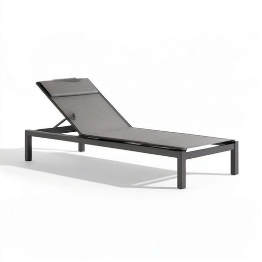 Verstellbare Gartenliege 200 x 70 x 35 cm Grau/Schwarz aus Aluminium und Polyestergewebe