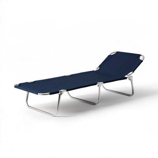 Verstellbare Gartenliege, klappbar, 190 x 60 x 30 cm, Dunkelblau/Silber