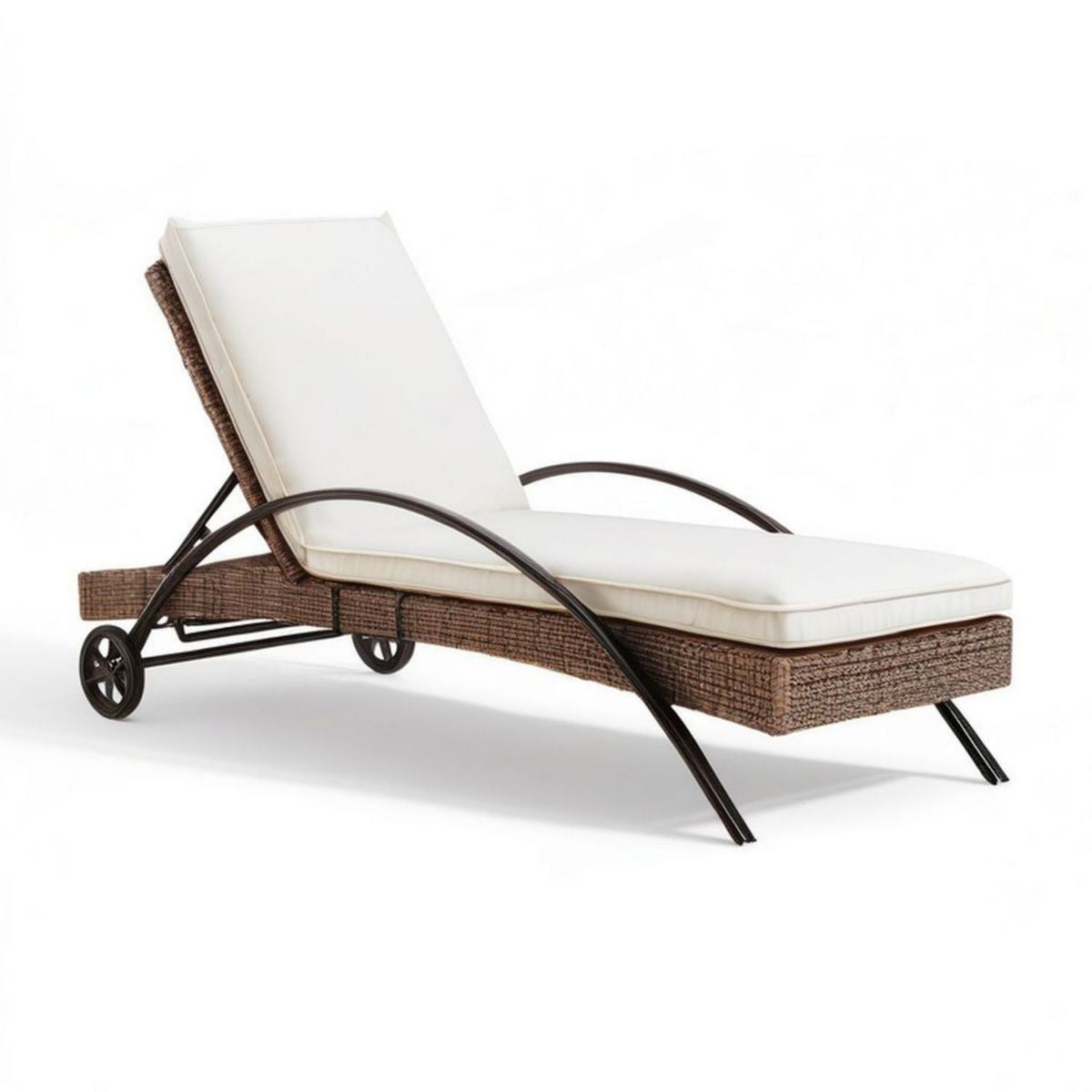 Gartenliege mit Rollen und verstellbarer Rückenlehne 200 x 65 x 33 cm Braun/Creme/Schwarz