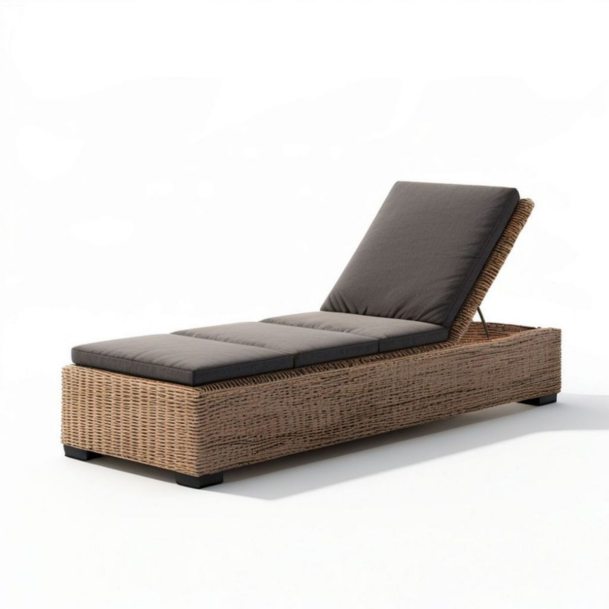 Verstellbare Gartenliege 200 x 70 x 35 cm Naturbraun/Anthrazit aus PE-Rattan