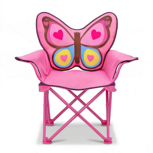Kinder-Klappstuhl mit Schmetterlingsmotiv Rosa, 56 x 34 x 67 cm