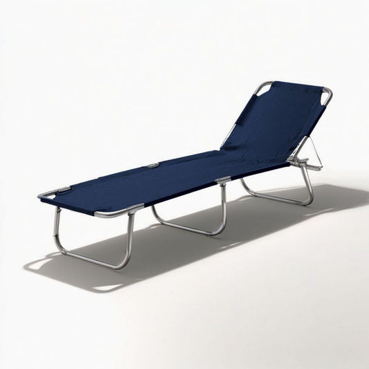 Klappbare Sonnenliege 190 x 58 x 28 cm Dunkelblau/Silber Aluminium Polyester