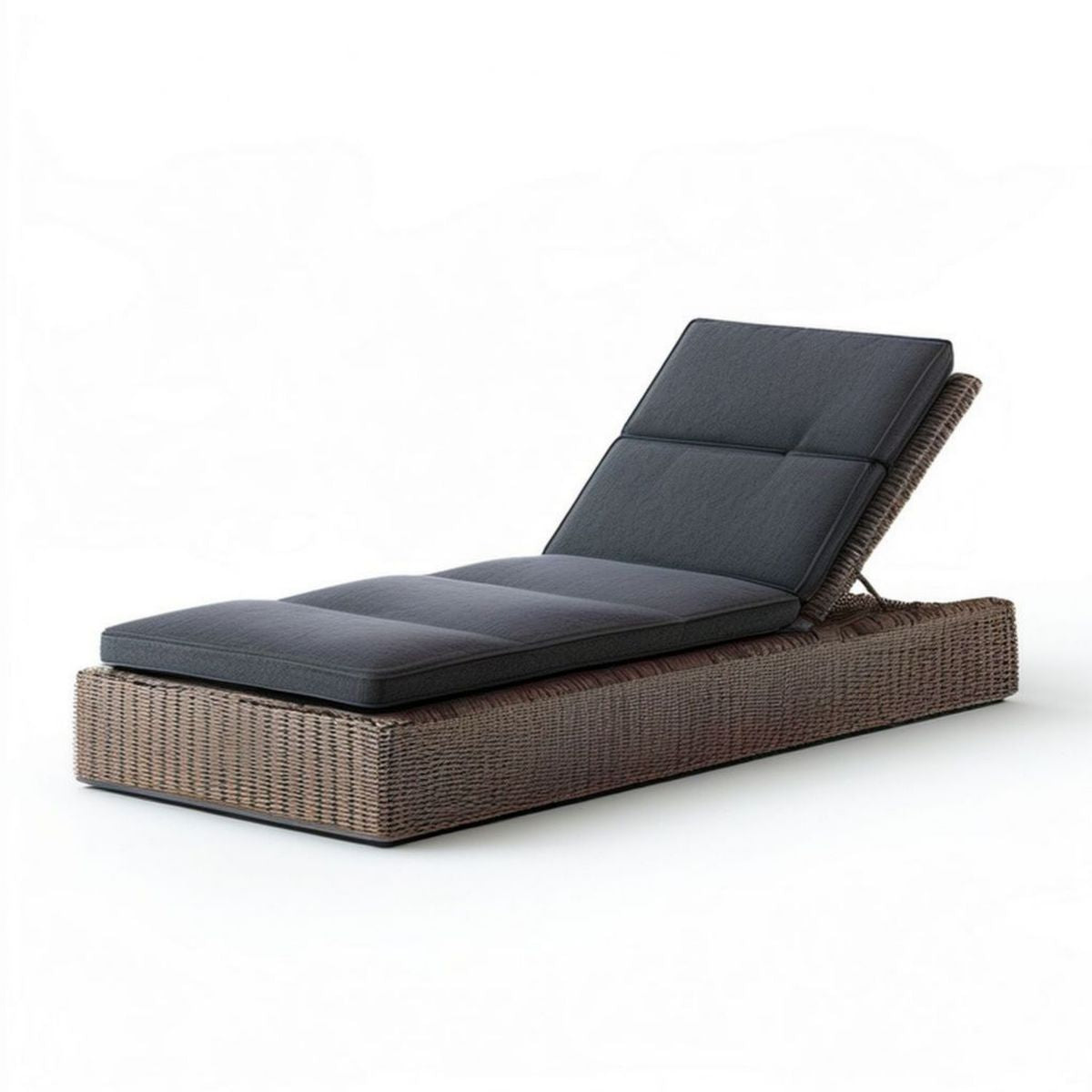Verstellbare Rattanliege 200 x 70 x 30 cm Braun/Anthrazit mit Polyesterpolstern